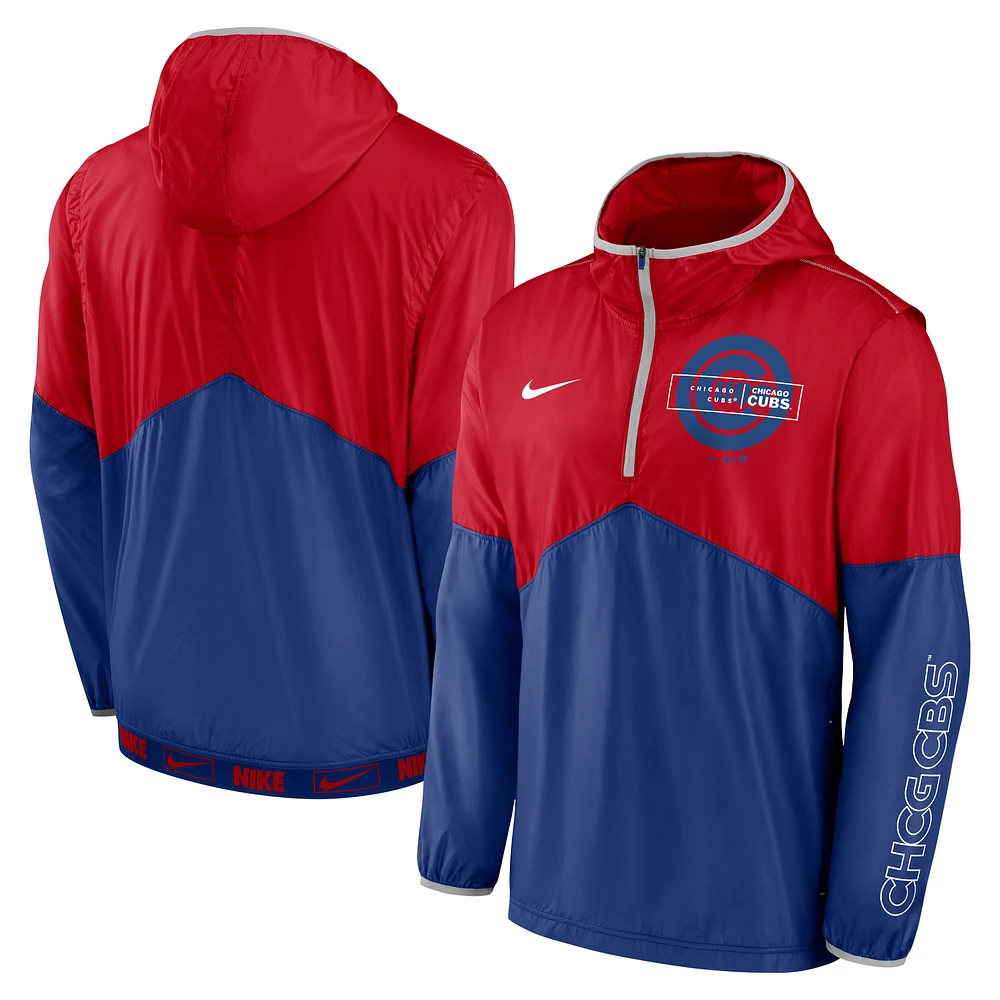 Men's Nike Red/Royal Chicago Cubs Overview Half-Zip Hoodie Jacket