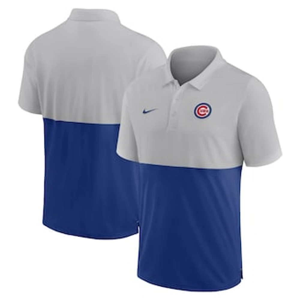 Men's Nike Silver/Royal Chicago Cubs Team Baseline Striped Performance Polo