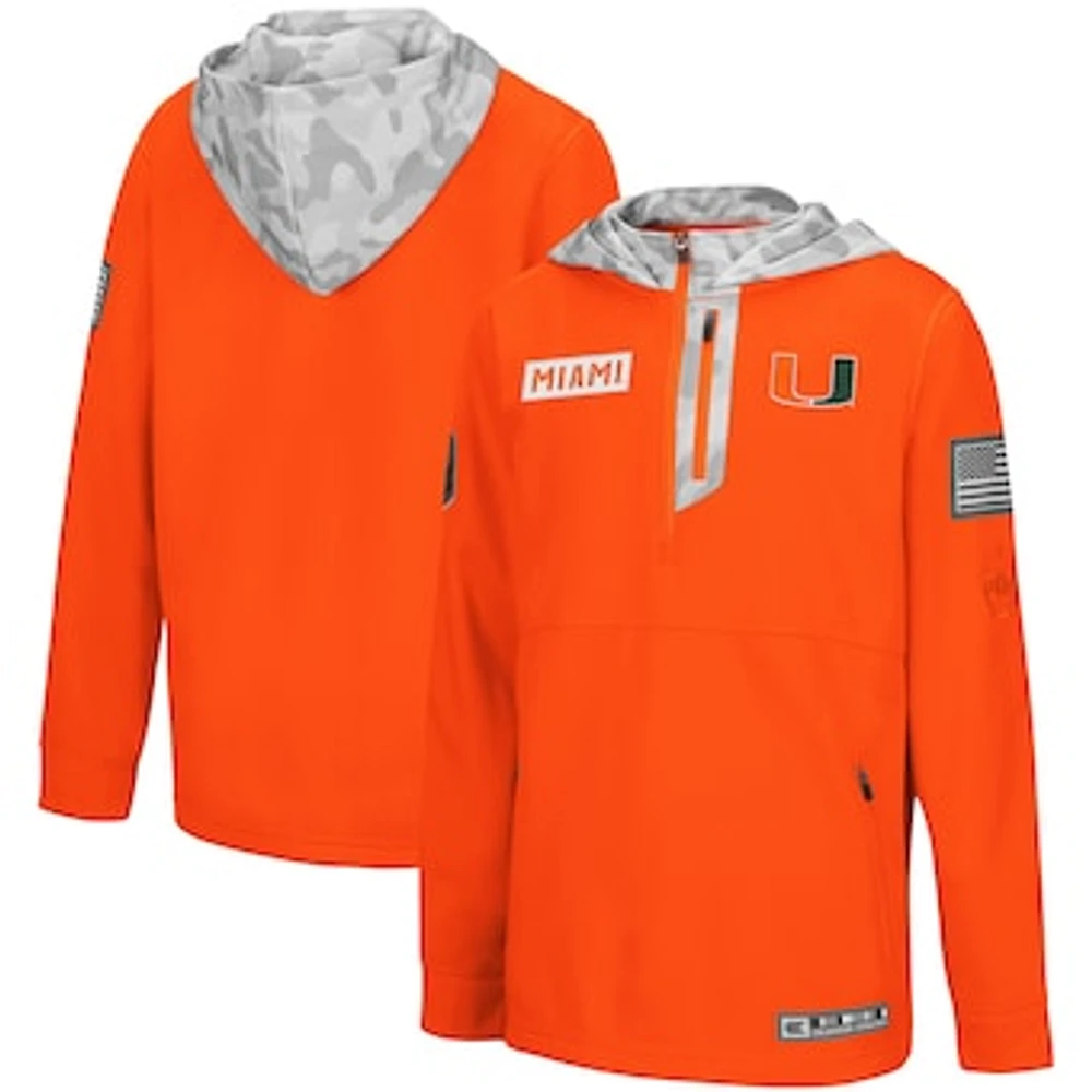 Youth Colosseum Orange/Arctic Camo Miami Hurricanes OHT Military Appreciation Shellback Quarter-Zip Hoodie
