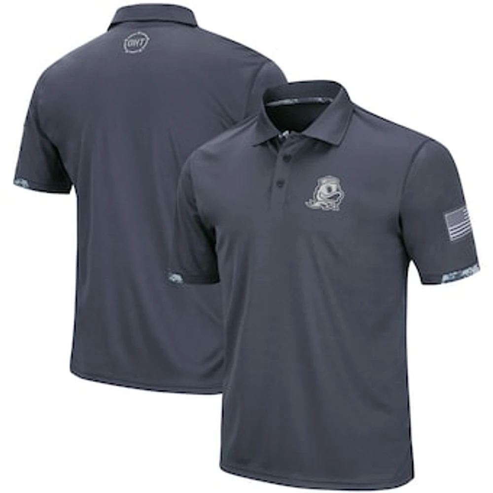 Men's Colosseum Charcoal Oregon Ducks Big & Tall OHT Military Appreciation Digital Camo Polo