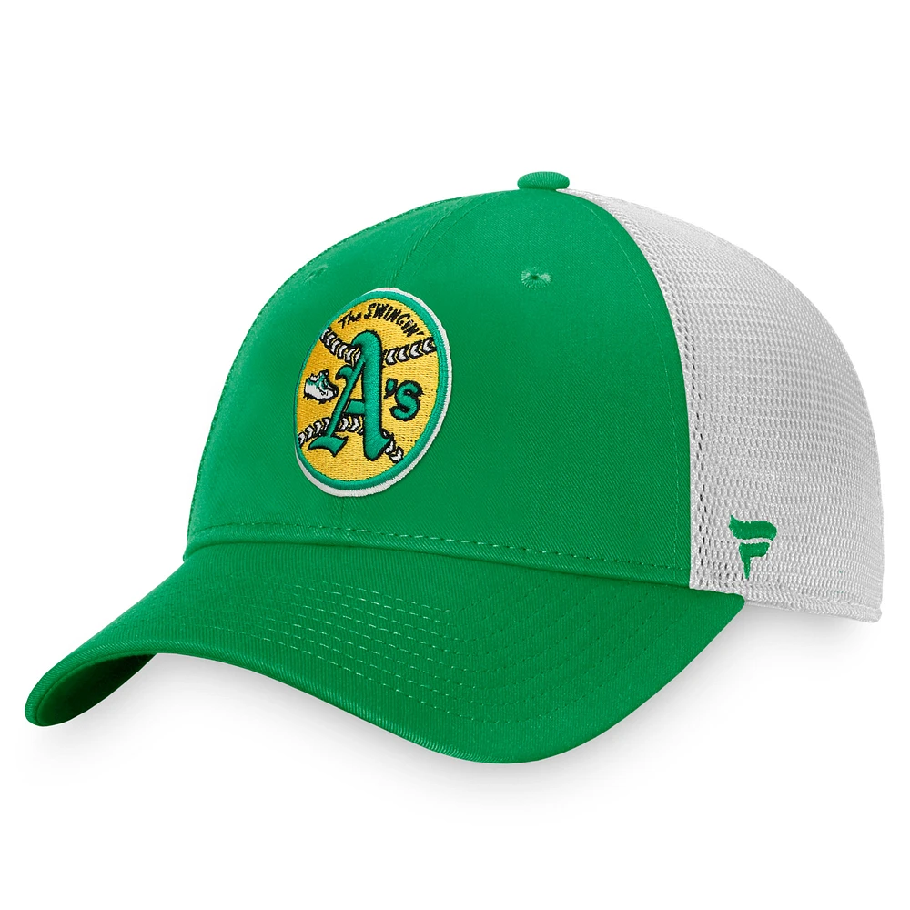 Men's Kelly Green/White Athletics Cooperstown Collection Core Trucker Snapback Hat