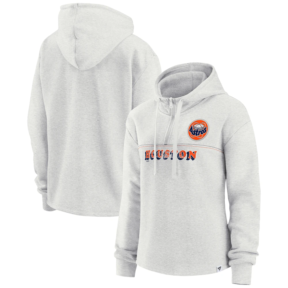 Women's Fanatics Oatmeal Houston Astros True Classics Legacy Quarter-Zip Hoodie