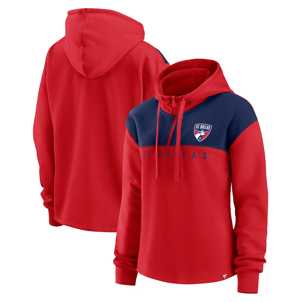 Women's Fanatics Red FC Dallas Fleece Quarter-Zip Hoodie