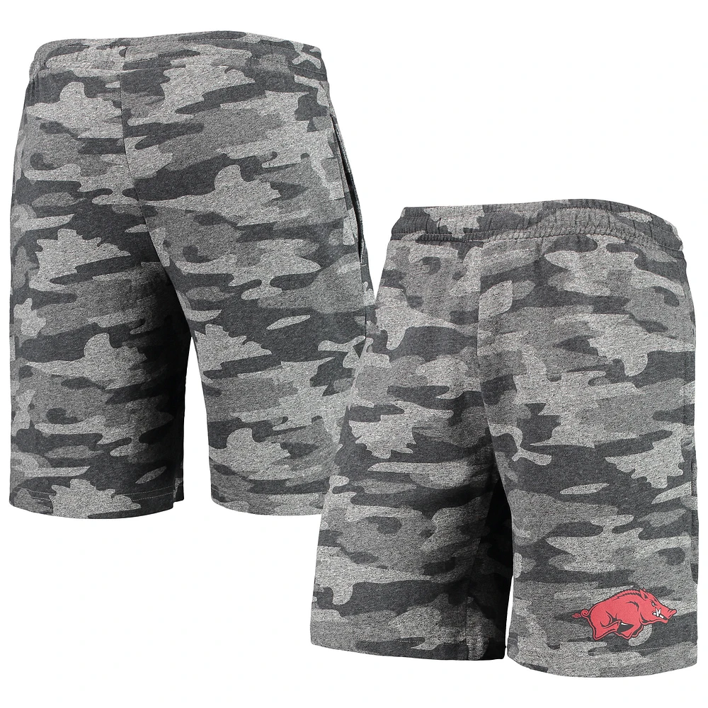Men's Concepts Sport Charcoal/Gray Arkansas Razorbacks Camo Backup Terry Jam Lounge Shorts
