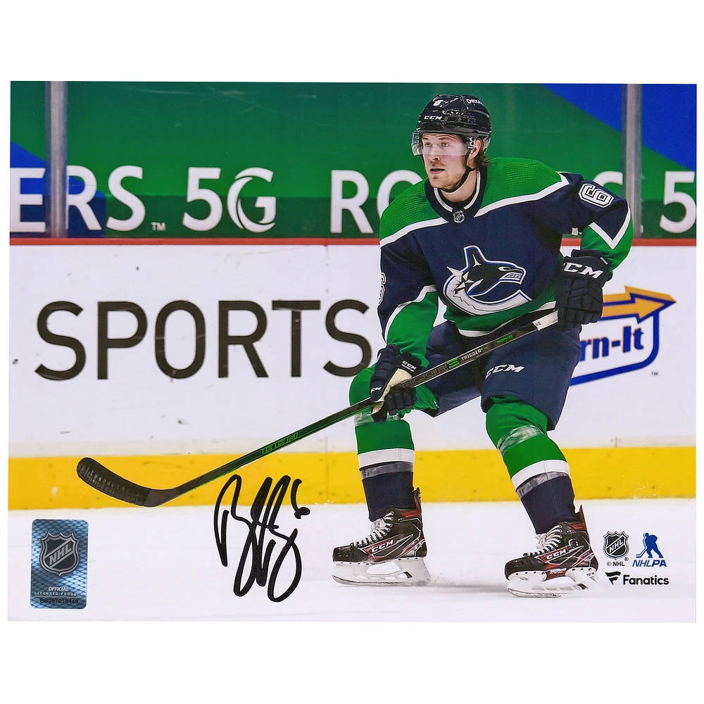Brock Boeser Vancouver Canucks Autographed 8" x 10" Reverse Retro Jersey Skating Photograph
