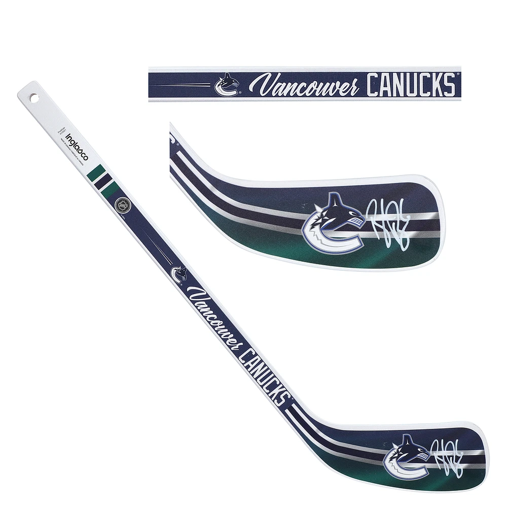 Brock Boeser Vancouver Canucks Autographed Inglasco Reverse Retro Logo Wood Mini Stick