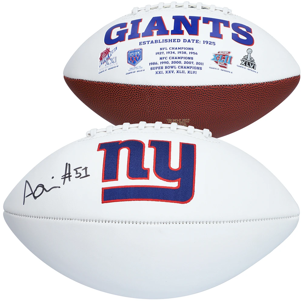 Azeez Ojulari New York Giants Autographed White Panel Football