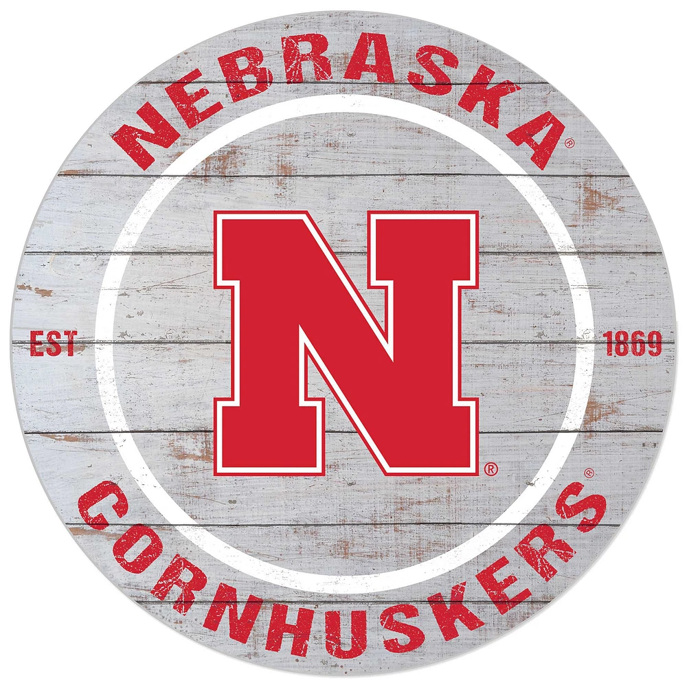 Nebraska Huskers 20'' x 20'' Indoor/Outdoor Weathered Circle Sign