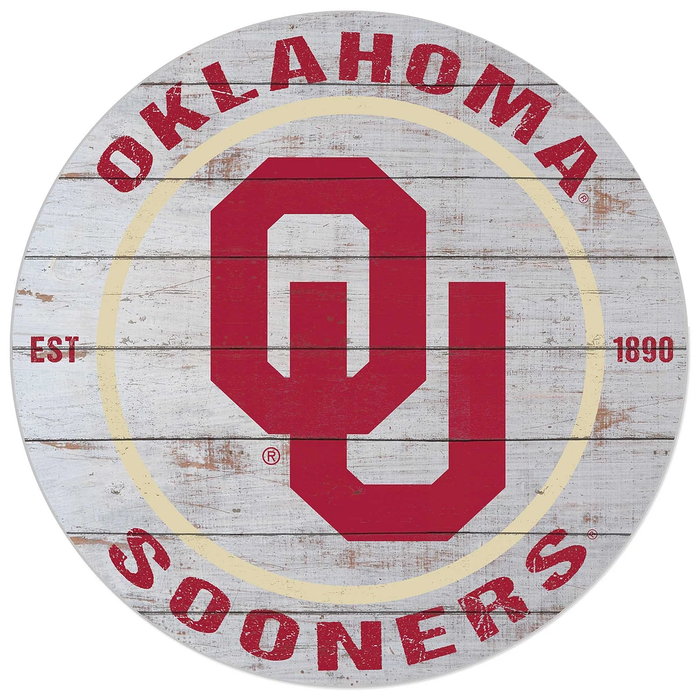 Oklahoma Sooners 20'' x 20'' Indoor/Outdoor Weathered Circle Sign