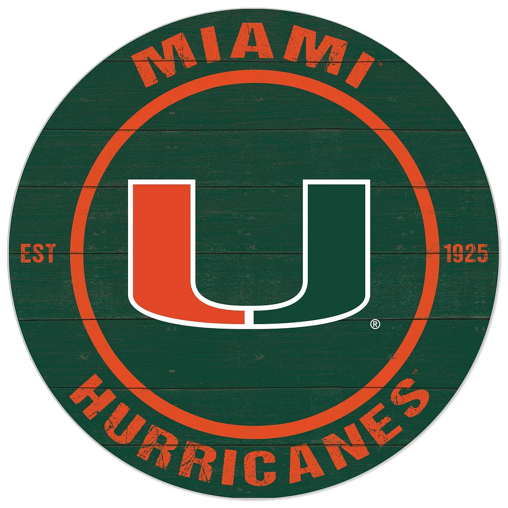 Miami Hurricanes 20'' x 20'' Indoor/Outdoor Circle Sign