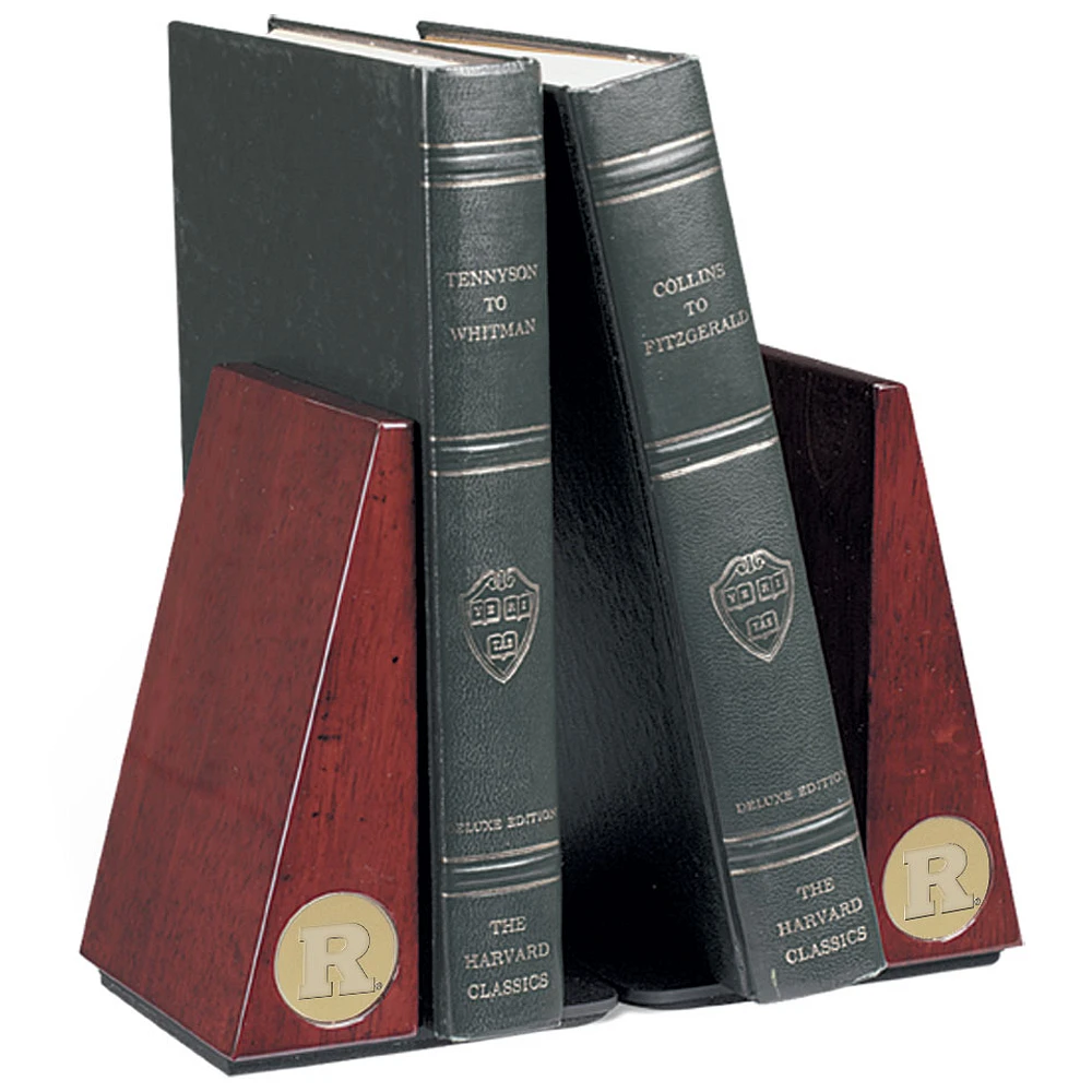 Gold Rutgers Scarlet Knights Rosewood Bookends