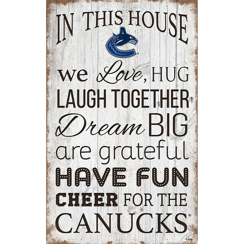 Vancouver Canucks 11'' x 19'' Team In This House Sign