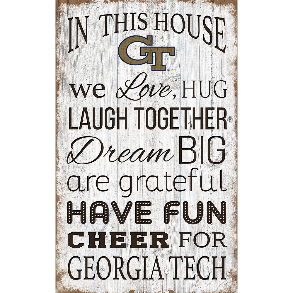 Georgia Tech Yellow Jackets 11'' x 19'' Team In This House Sign