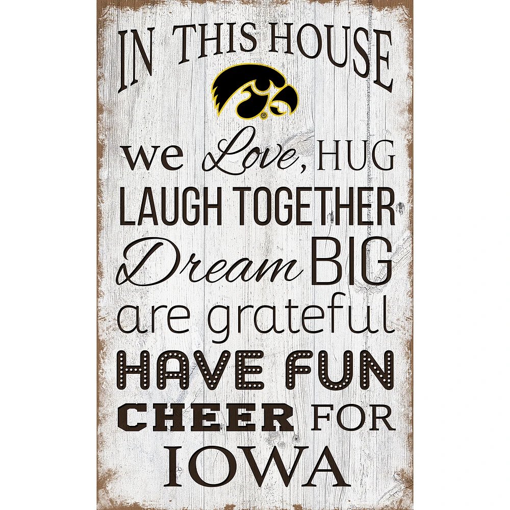 Iowa Hawkeyes 11'' x 19'' Team In This House Sign