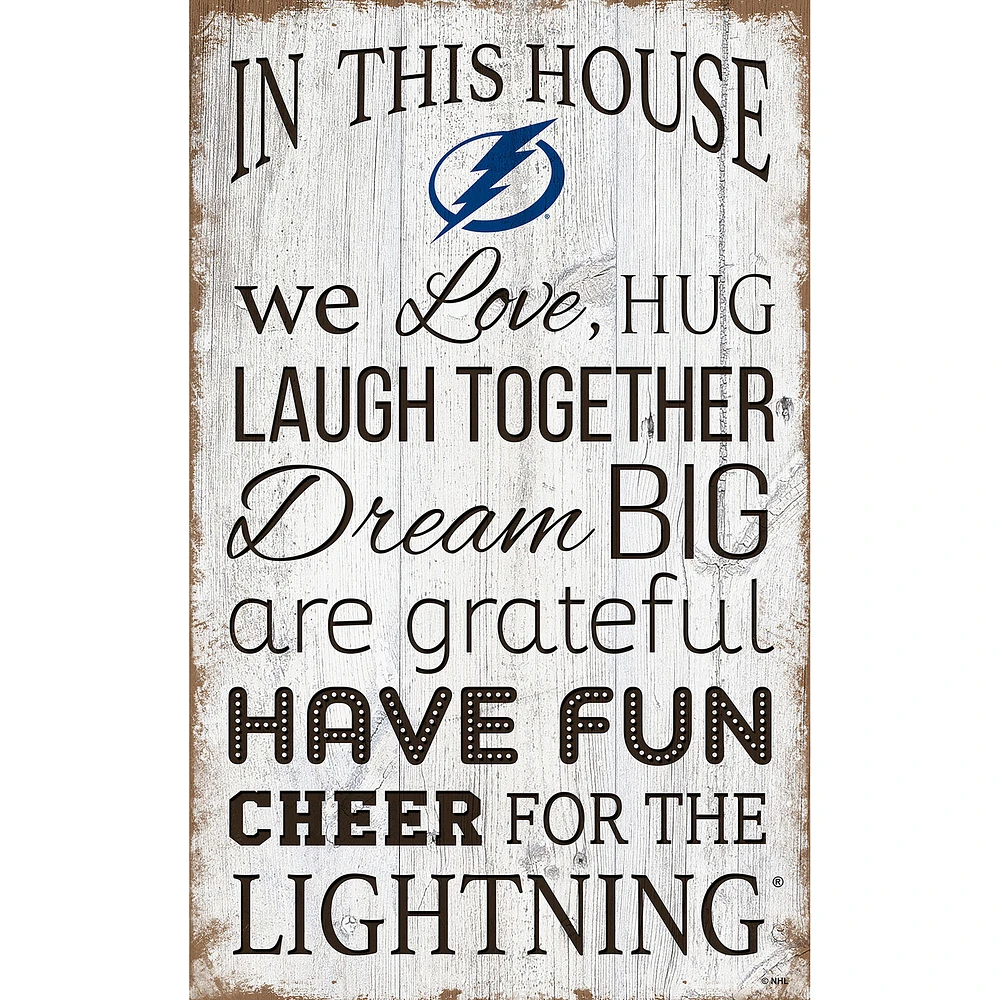 Tampa Bay Lightning 11'' x 19'' Team In This House Sign
