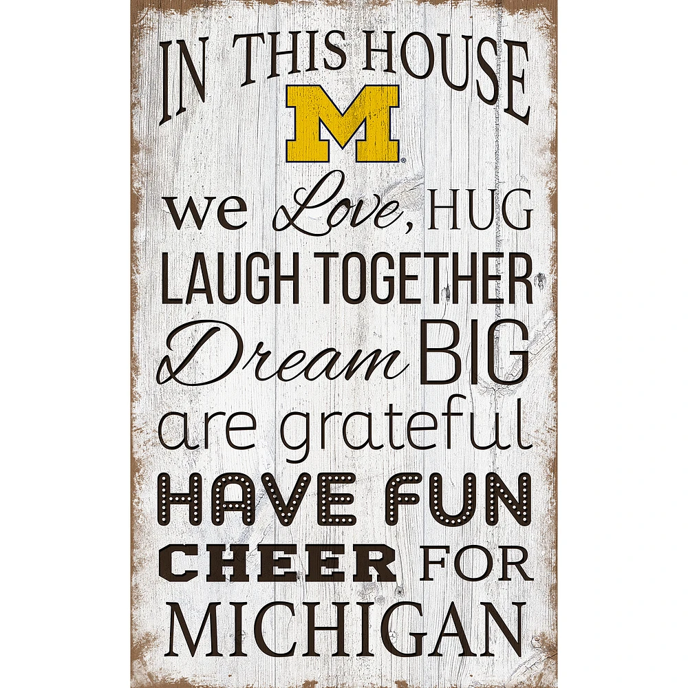 Michigan Wolverines 11'' x 19'' Team In This House Sign