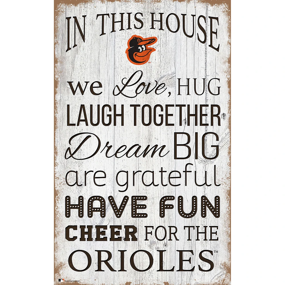 Baltimore Orioles 11'' x 19'' Team In This House Sign