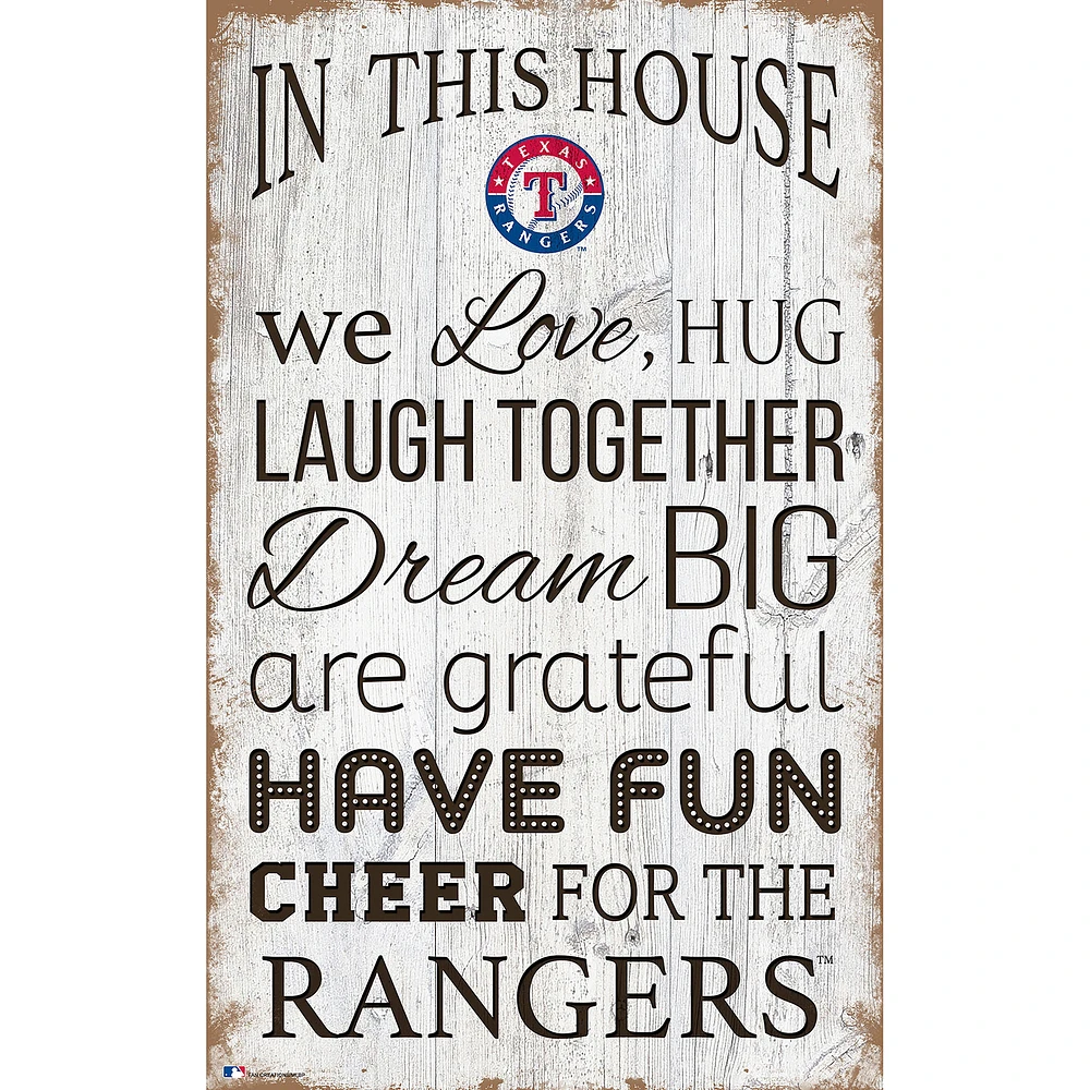 Texas Rangers 11'' x 19'' Team In This House Sign