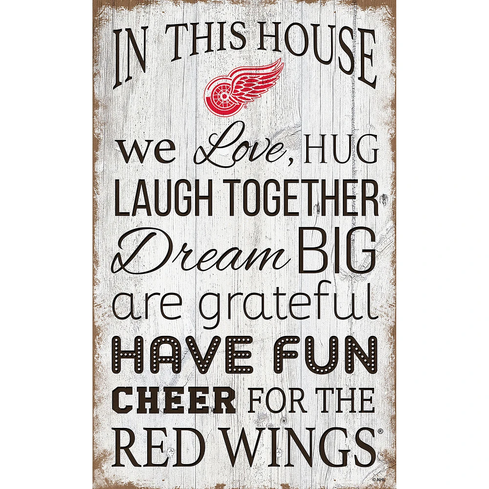 Detroit Red Wings 11'' x 19'' Team In This House Sign