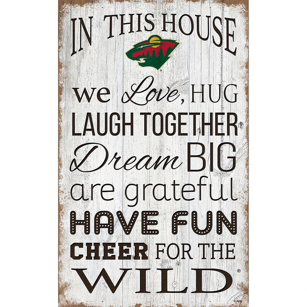 Minnesota Wild 11'' x 19'' Team In This House Sign