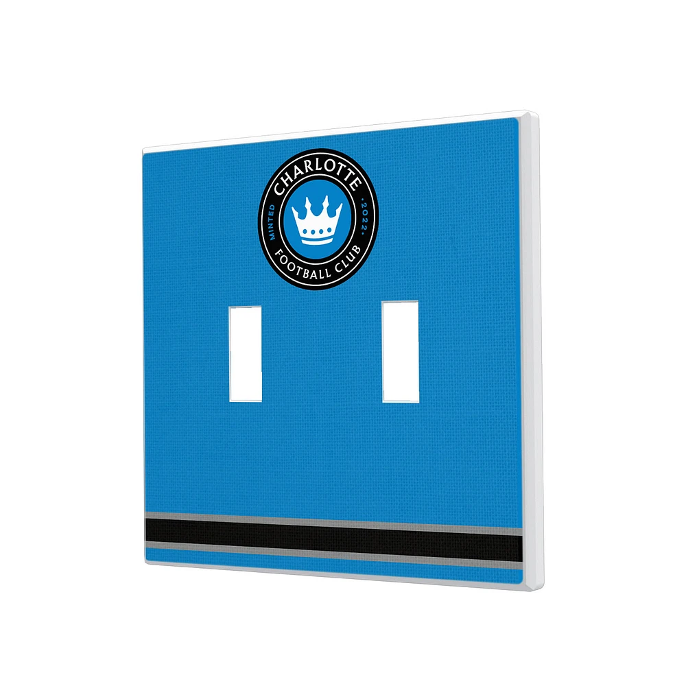 Charlotte FC Stripe Design Double Toggle Lightswitch Plate