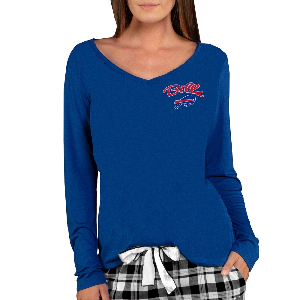 Women's Concepts Sport Royal Buffalo Bills Marathon Knit Long Sleeve Lightweight V-Neck Lounge Top