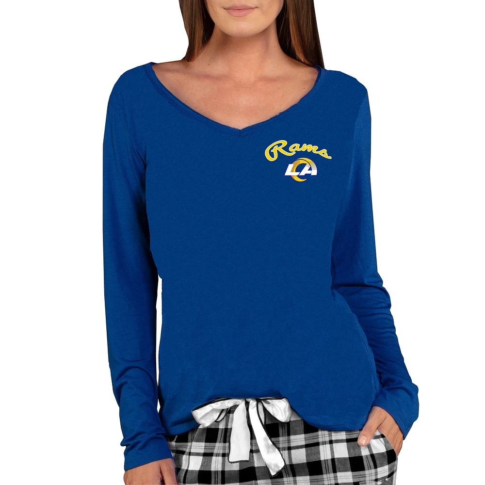 Women's Concepts Sport Royal Los Angeles Rams Marathon Knit Long Sleeve Lightweight V-Neck Lounge Top
