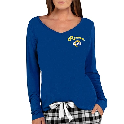 Women's Concepts Sport Royal Los Angeles Rams Marathon Knit Long Sleeve Lightweight V-Neck Lounge Top