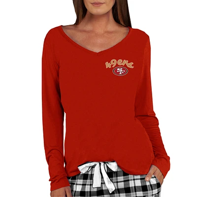 Women's Concepts Sport Scarlet San Francisco 49ers Marathon Knit Long Sleeve Lightweight V-Neck Lounge Top