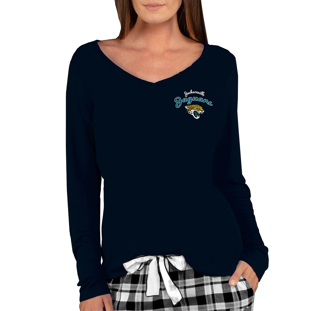 Women's Concepts Sport Black Jacksonville Jaguars Marathon Knit Long Sleeve Lightweight V-Neck Lounge Top