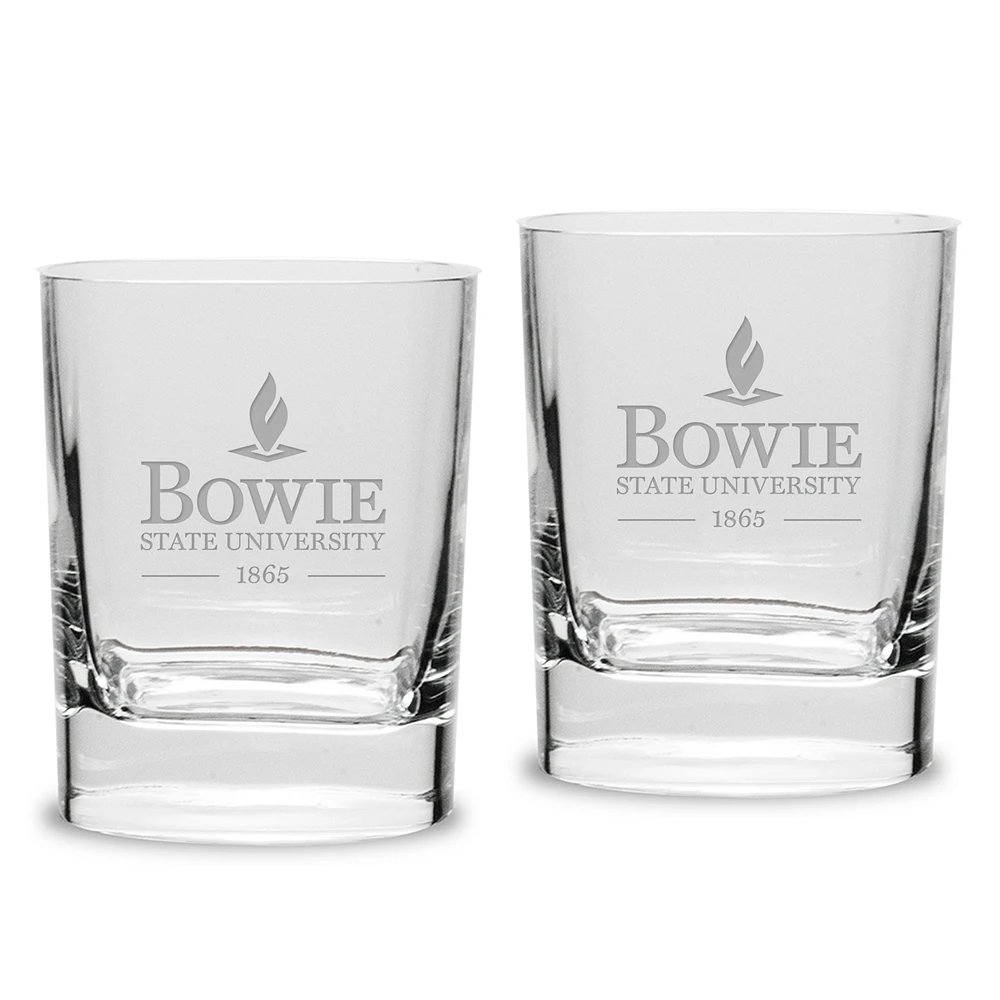 Bowie State Bulldogs 2-Piece 11.75oz. Luigi Bormioli Square Double Old Fashion Glasses Set