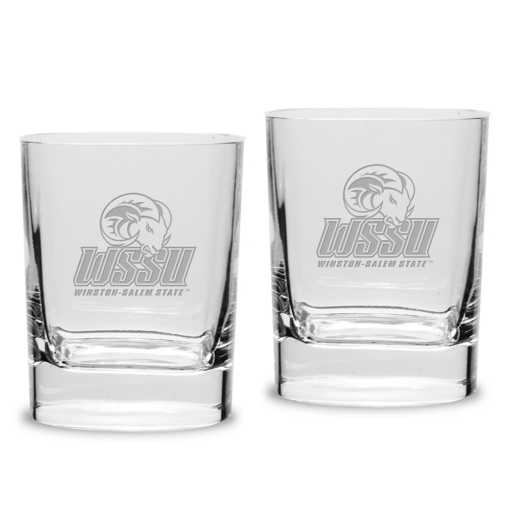 Winston-Salem State Rams 2-Piece 11.75oz. Luigi Bormioli Square Double Old Fashion Glasses Set