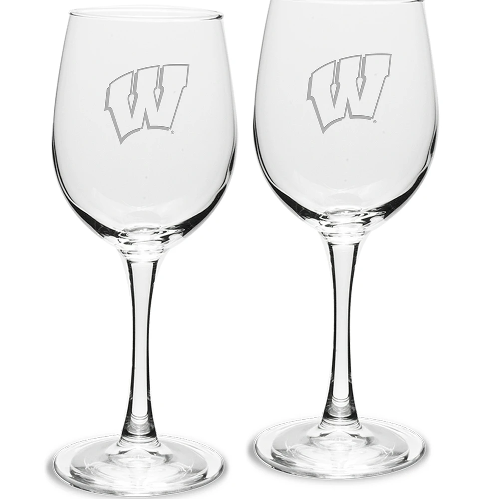 Wisconsin Badgers 2-Piece 12oz. Traditional White Wine Glass Set