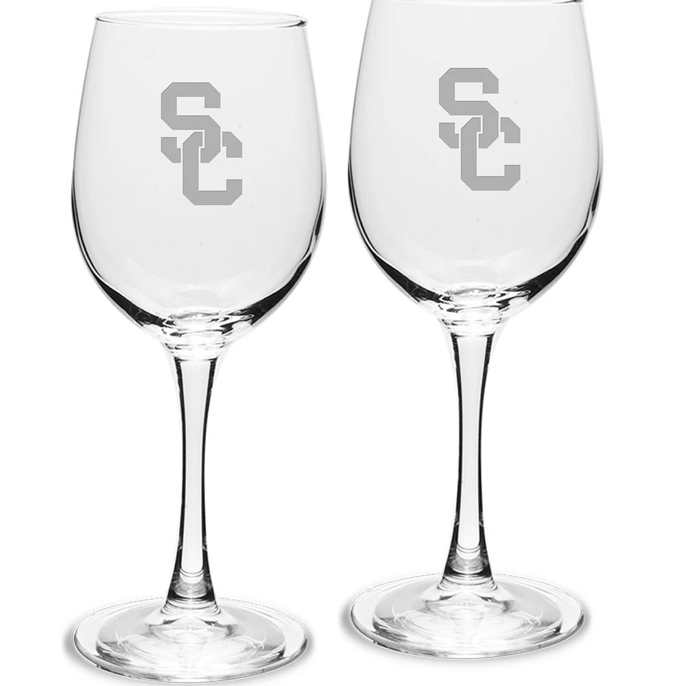 USC Trojans 2-Piece 12oz. Traditional White Wine Glass Set