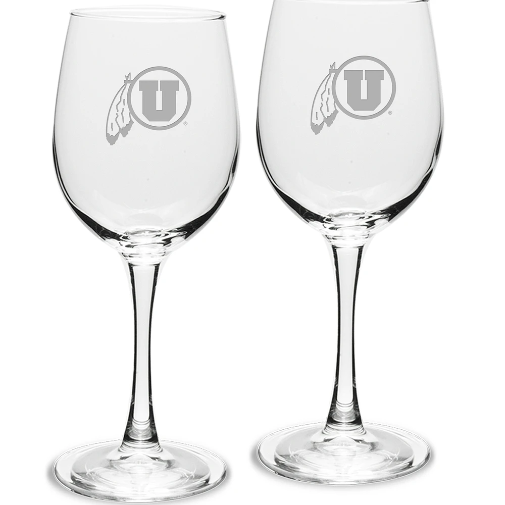 Utah Utes 2-Piece 12oz. Traditional White Wine Glass Set