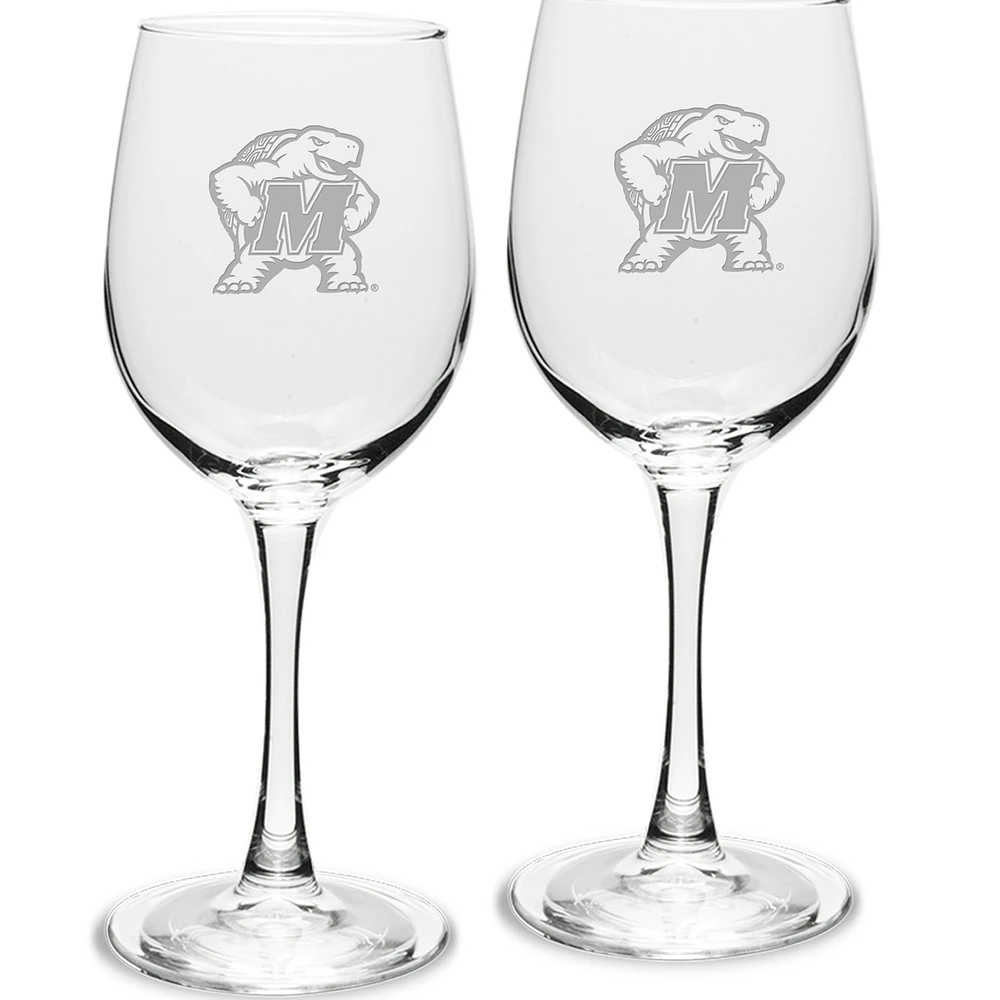 Maryland Terrapins 2-Piece 12oz. Traditional White Wine Glass Set
