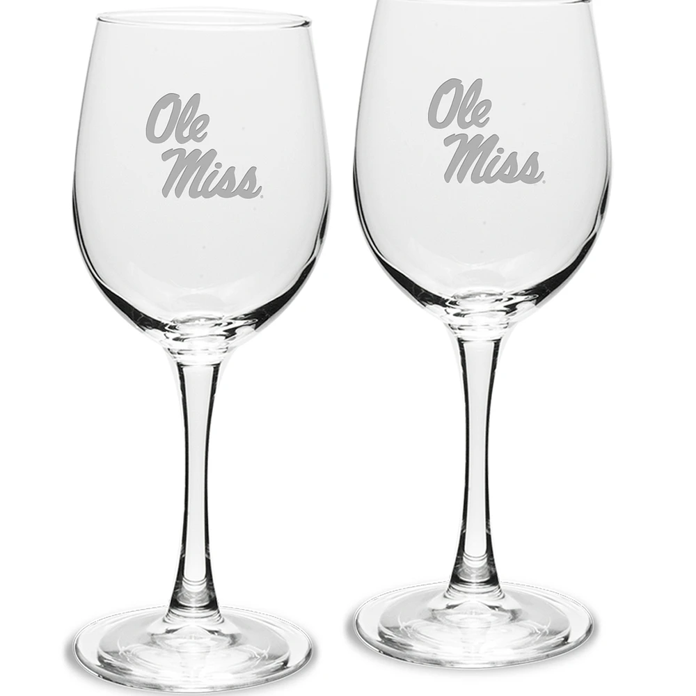 Ole Miss Rebels 2-Piece 12oz. Traditional White Wine Glass Set