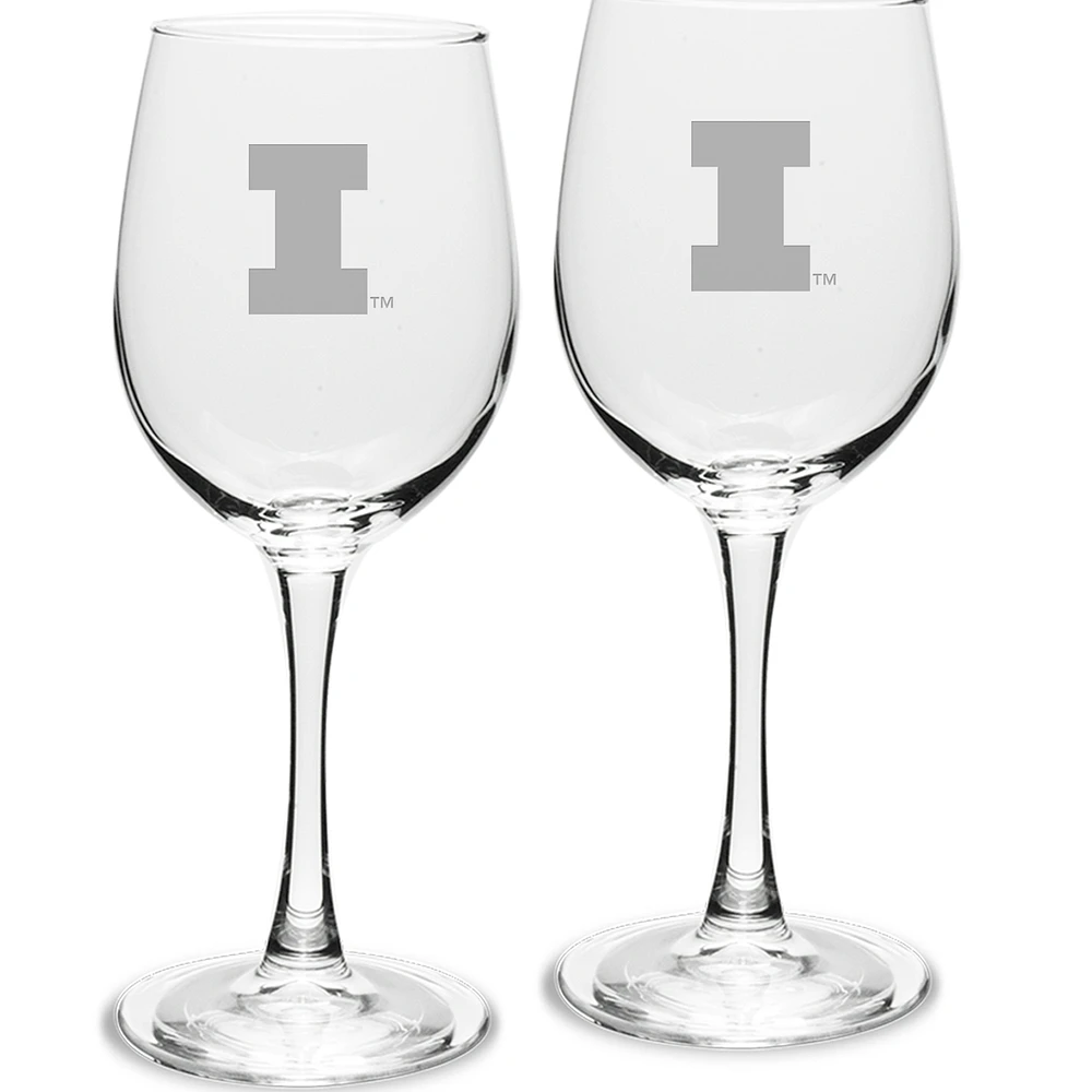 Illinois Fighting Illini 2-Piece 12oz. Traditional White Wine Glass Set