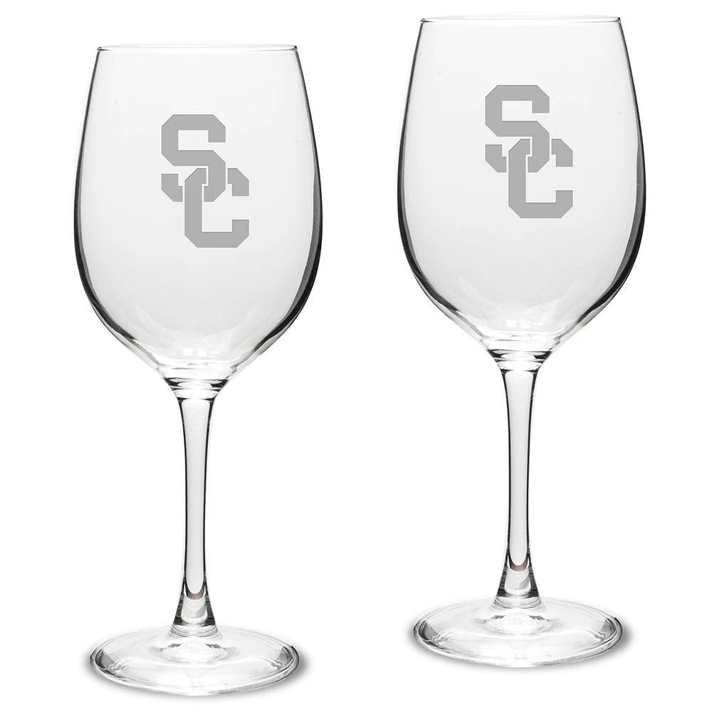 USC Trojans 2-Piece 16oz. Traditional White Wine Glass Set