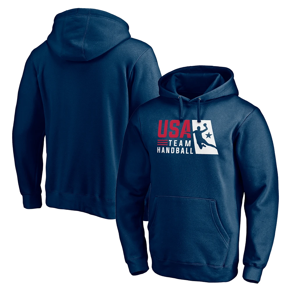 Men's Navy USA Team Handball Core Primary Logo Pullover Hoodie