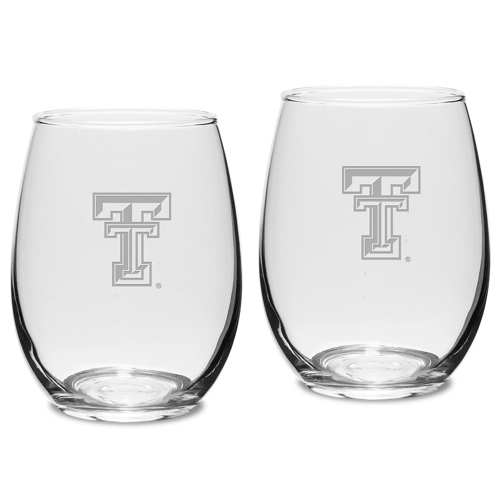 Texas Tech Red Raiders 2-Piece 15oz. Stemless Wine Glass Set