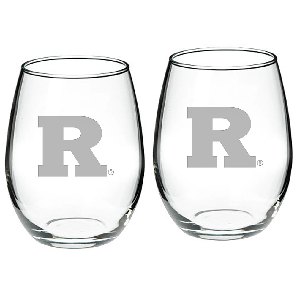 Rutgers Scarlet Knights 2-Piece 21oz. Stemless Wine Glass Set