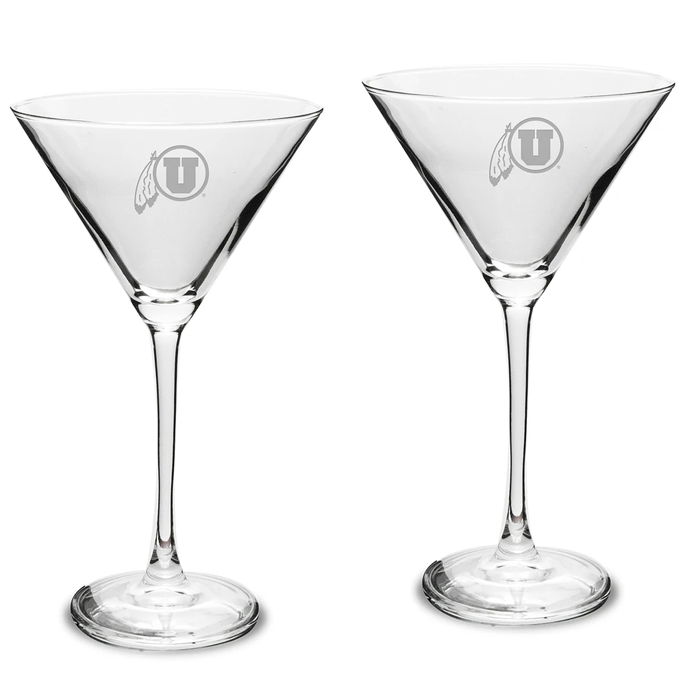 Utah Utes Two-Piece Traditional 10oz. Martini Glass Set