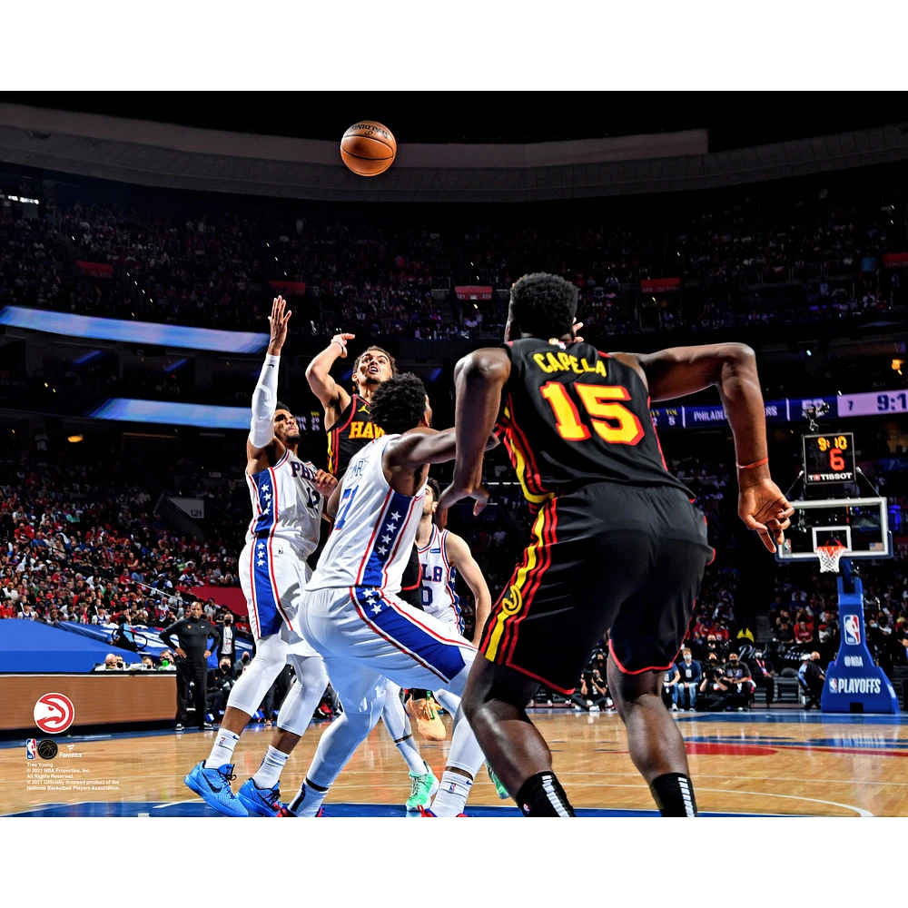 Trae Young Atlanta Hawks Unsigned 2021 NBA Conference Semifinals Alley-oop Pass Photograph