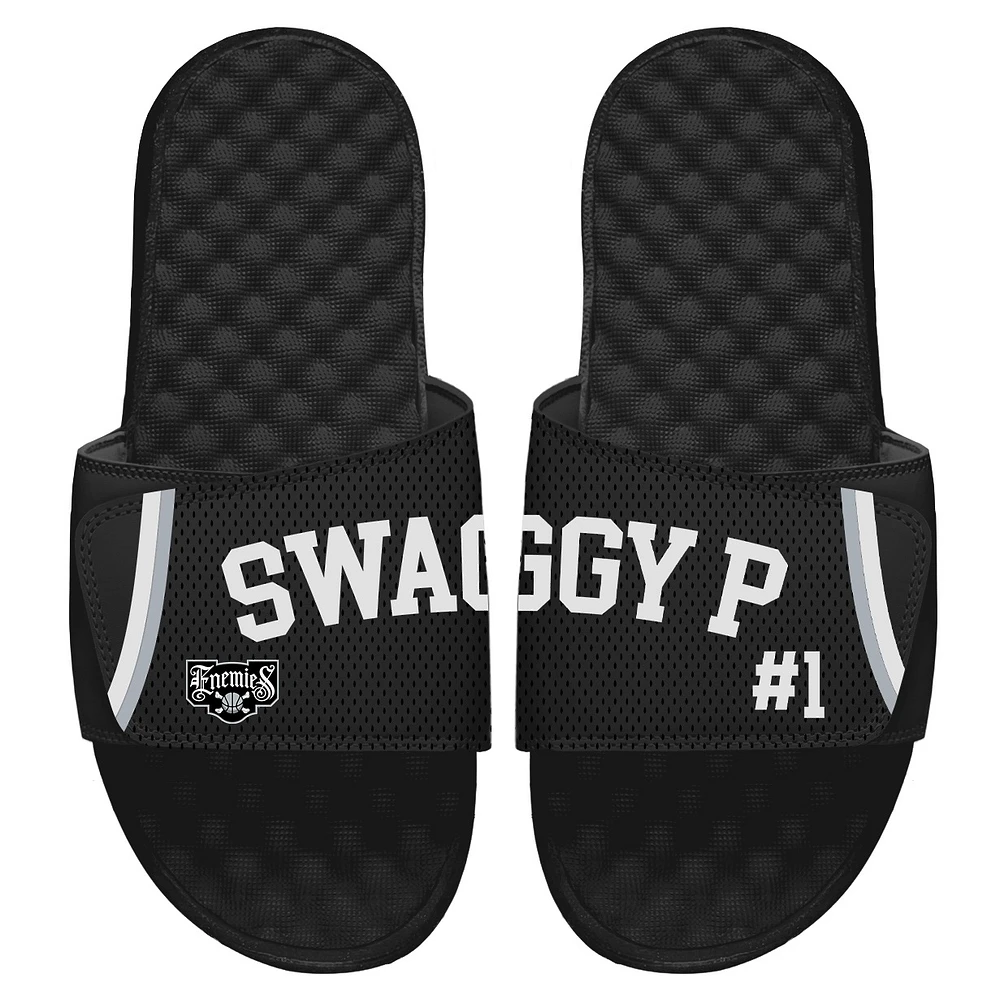 Men's ISlide Swaggy P Enemies Black Statement Jersey Split Side Sandals