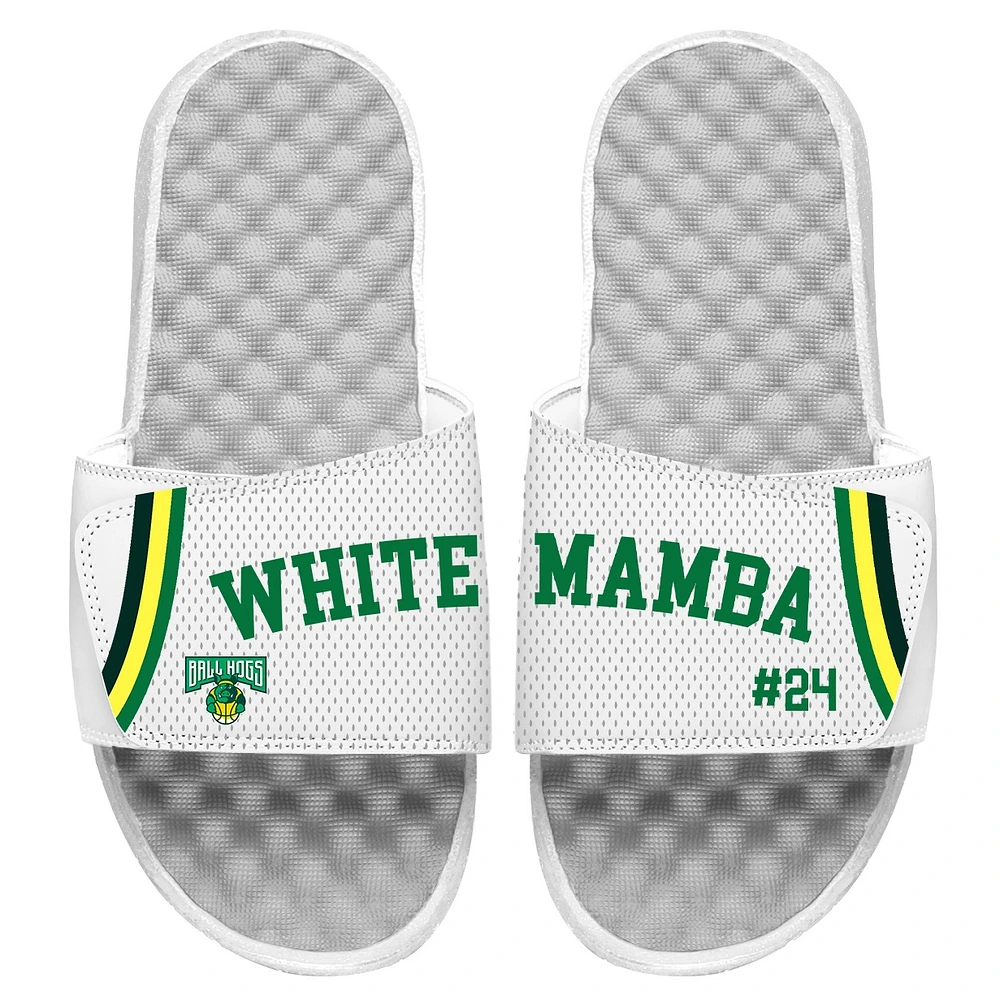 Men's ISlide White Mamba Ball Hogs Statement Jersey Split Side Sandals