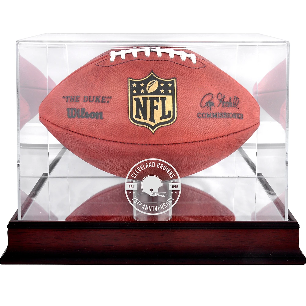 Cleveland Browns Mahogany 75th Anniversary Season Logo Football Display Case with Mirror Back