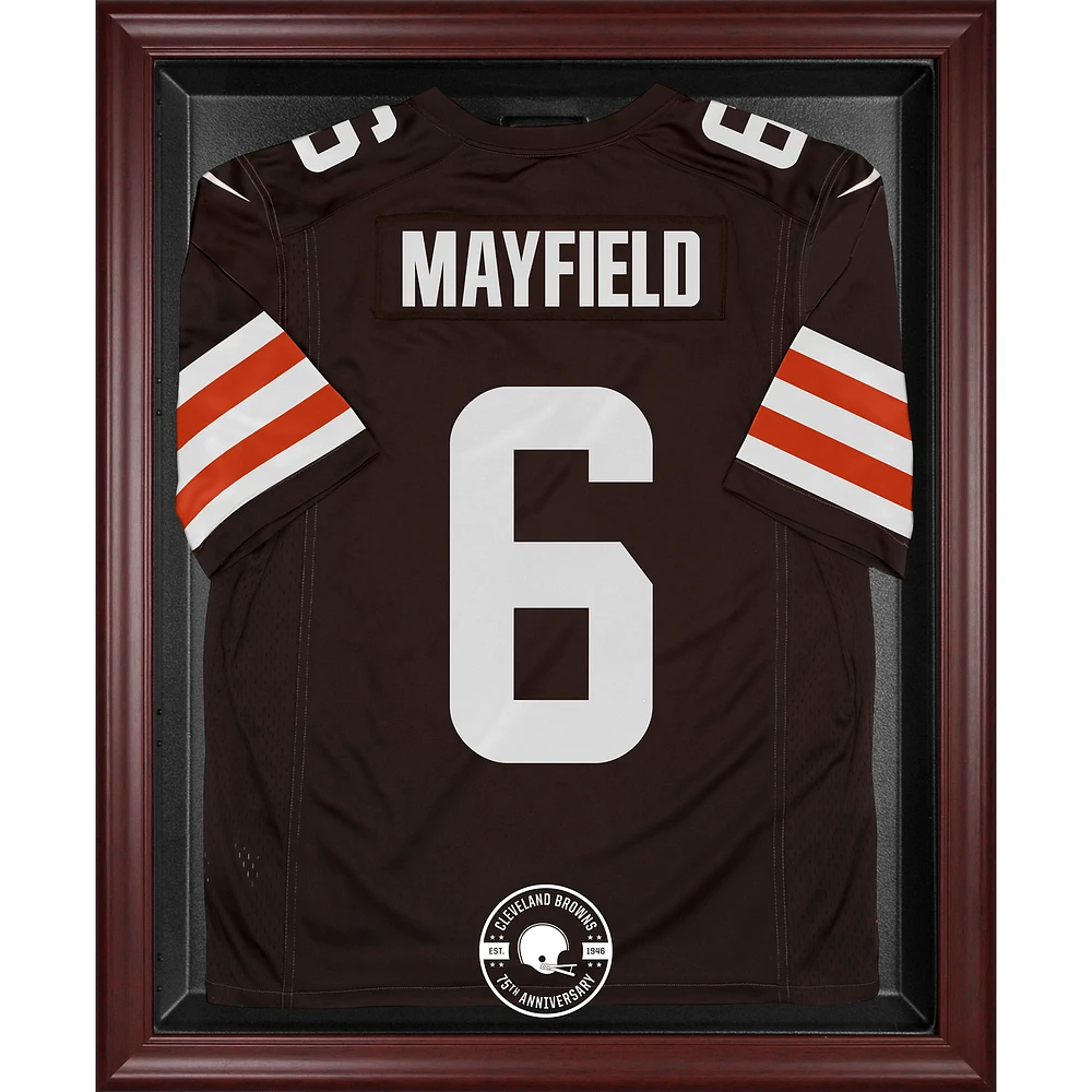 Cleveland Browns Mahogany Framed 75th Anniversary Season Logo Jersey Display Case