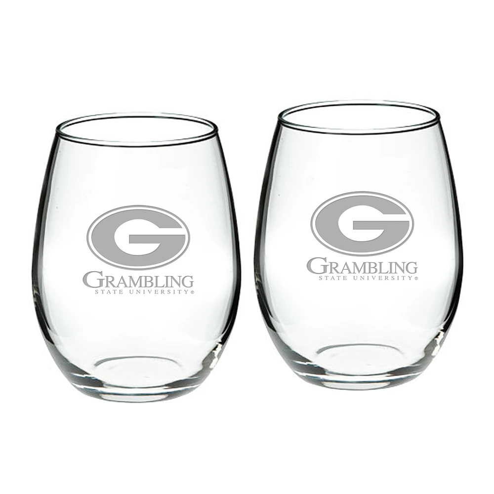 Grambling Tigers 2-Piece 21oz. Stemless Wine Glass Set