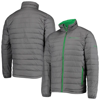 Men's Columbia Gray Oregon Ducks Powder Lite Omni-Heat Reflective Full-Zip Jacket
